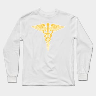 Symbol of Medicine, Gold Caduceus Long Sleeve T-Shirt